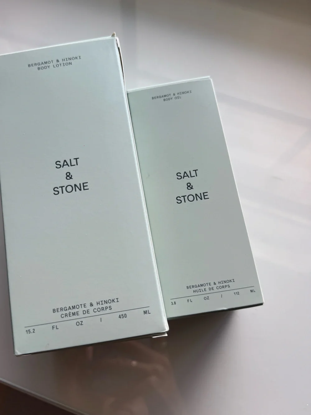 Salt & stone Bergamot & Hinoki Body Lotion and Oil Set - Pale Mint